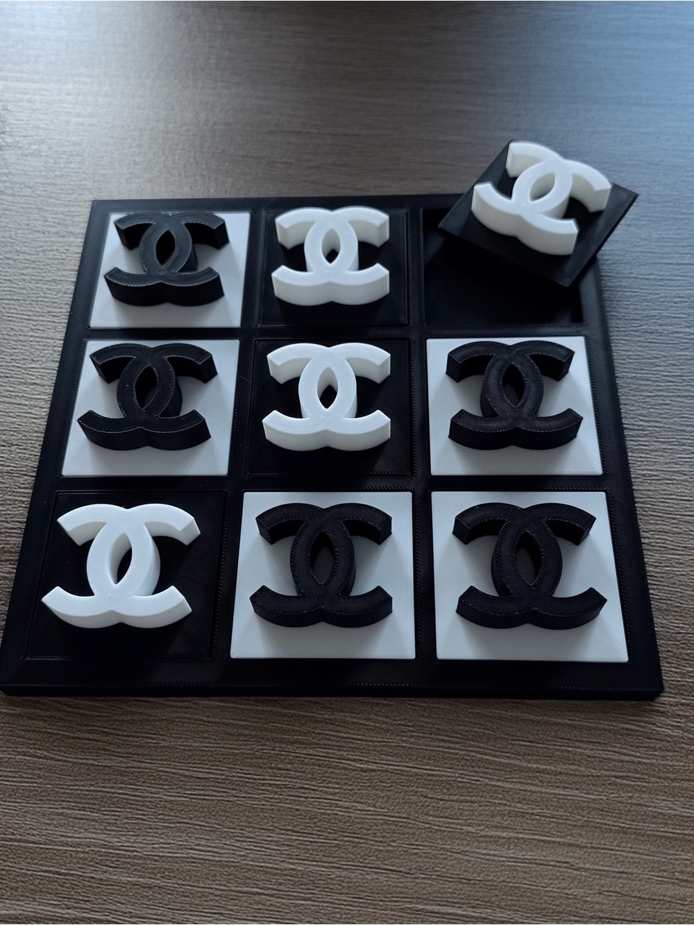 Black & White Interlocking Logo Tic-Tac-Toe Accessory Set